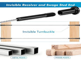 120 Pack Invisible Cable Railing kit, T316 Stainless Steel 1/8" Invisible Receiver and Swage Stud V1258-DP02-C-2812