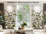 180Cm Tall Plant Stand Indoor Vase-Shape Metal Plant Shelf With Hanging Hooks V767-HJ-XZ1616