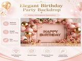 Birthday Party Backdrop and Rechargeable LED Candle Set - 180x115 cm Printed Floral, balloon, and V888-ELOSUNG53487