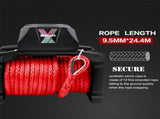X-BULL 12V Electric Winch 14500LBS synthetic rope with winch cover V211-AUEB-AXEW016WP011