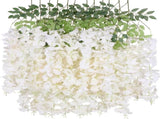 12Pack Wisteria Hanging Artificial Flowers 3.6ft Wisteria Silk Flowers Garland Fake Bushy Vine Faux V1258-DP02-WO-505