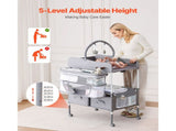 Baby Changing Table, Foldable Diaper Change Station with 2 Fabric Drawers, Side Basket & Hanging V952-ZDNBTQHSHXWD5L2KV001V0