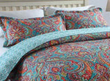 Blue Teal Boho Print Bedspread Quilt Set Pillowcases V745-MAC060758Q13UU