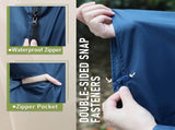 Unisex Cycling Rain Poncho, Waterproof Hooded Raincoat for Men Women with Zipper and Snaps, Blue V1237-ZY-917-201