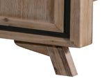 4 Pieces Bedroom Suite Queen Size Silver Brush in Acacia Wood Construction Bed, Bedside Table & V43-BDS-SSH-4PC-TBY-Q