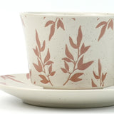 High-Fired Ceramic Stoneware Speckle Cup & Saucer Set 380ml Floral Tea Spoon EARTHY RED V274-HA-LA-P0024818-RD