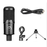 USB Metal Condenser Microphone - Professional Recording Mic for PC/Laptop V1263-JX-3708
