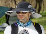 Black Dual Solar Fan Hat with Rechargeable Battery - Wide Brim UPF 50 Sun Protection Bucket Hat for V888-ELOSUNG41725