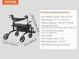 2 in 1 Rollator Walker & Transport Chair for Seniors, Folding Rolling Walker Wheelchair Combo & V952-EHYZXQCKJLQ8L86XDV0
