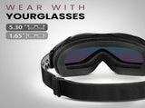 OutdoorMaster OTG Ski Goggles - Over Glasses Ski/Snowboard Goggles for Men, Women & Youth - 100% UV XFOM-OM5S-BLGY