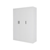 3 Door White Wardrobe Black Handles, Hanging Rail & Shelves V63-953071