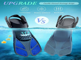 Blue Adjustable Open Heel Snorkel Fins, Travel-Size Short Swim Flippers for Snorkeling, Diving & V1107-ADJUSTABLE OPEN HEEL SNORKEL FINS1-L