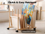 Artiss Wooden Art Drying & Canvas Storage Rack with Caster Wheels for Studio,Galleries,Classroom ASR-ADJ-6H-LW