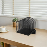Black Desktop File Organizer with Multiple Vertical Compartments for Efficient Office and Home V1369-AZ3-W-14386