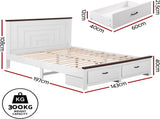 Artiss Double Wooden Bed Frame and 2 Bedside Table Bedroom Furniture Set WBED-F-RAWDO-D-BS-06-BGX2