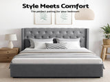 Artiss King Bed Frame Storage Tufted Headboard Gas Lift Base Grey BFRAME-E-TOKI-LUCA-K-GY-AB