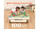 Train Table 100 PCS Wooden Kids Activity Table with Rolling Storage Drawer V952-CGKHCZ312513ALK2I001V0