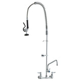 Commercial Faucet with Pre-Rinse Sprayer, 47" Height, 8" Center, 12" Swing Spout, Wall Mount Kitchen V952-BGSYCXSLTBGS6DRW9V0