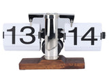Flip Desk Clock Auto Retro Wood Base Easy to Read 24 Hours Mechanical Flip Clock for Living Room V1294-YM0901-3115240060012