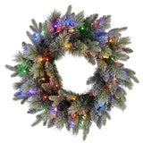 Christabelle 61cm Christmas Wreath Snowy Stamford Spruce with Coloured LED Lights Front Door De 112_NATSS61