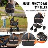 VEVOR Pet Stroller, 4 Wheels Dog Stroller Rotate Brakes, 66 lbs Weight Capacity, Puppy Stroller V952-CWTCCGK4QDHDT793EV0
