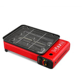 Portable Gas Stove Burner Butane BBQ Camping Gas Cooker With Non Stick Plate Red V255-JYT002