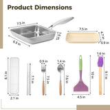 Pan Set with Spatula Brush and Utensils, Stainless Steel Japanese Omelette Pan, Nonstick Rectangle V1369-AZ3-W-08771