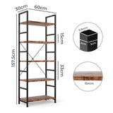 Levede 5-Tier Industrial Bookshelf Bookcase 157.5cm CH1155-5
