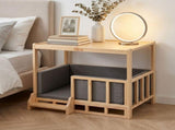 i.Pet 2in1 Dog Kennel Crate Furniture Grey Bedding Wooden House Indoor PET-GT-DH75-BED-BR