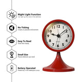 Nordic Style Metal Round Alarm Clock, Vintage Creative Silent Desk Clock, Student Bedside Night V1370-AZ4-25479