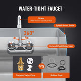 VEVOR Commercial Sink with Faucet and Side Splash, NSF Stainless Steel Sink for Washing, Small V952-SYXSPYDSB14104S2GV0