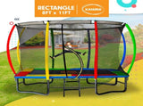 Kahuna 8 ft x 11 ft Rectangular Trampoline Rainbow Outdoor TRA-FJP-RCT-0811-RB