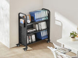 Rolling Library Book Cart, 150 kg Capacity, 77 x 38 x 122 cm Library Cart, Single Sided V-Shaped V952-VXTSGTCHS3307B7MH001V0