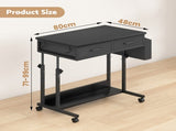 Small Portable Black Rolling Standing Desk with Wheels 80 x 48cm LSB-59316
