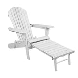 Gardeon 2PC Adirondack Outdoor Chairs Wood Foldable Sun Lounge Patio Furniture FF-BEACH-NTLCHOTTO-WH-2X