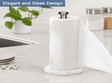 Paper Towel Holder Standing Stainless Steel Marble Base Brushed Nickel Kitchen Bathroom Countertop V1192-AZ-W-26248