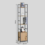 CARLA HOME 5 Tier Bookshelf with Cabinet - Brown - Storage Cabinet - Rustic - Steel V178-36415