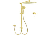 Brushed Gold 12" Large Shower Head 3 Mode Handheld Rose Sliding Rail Arm Round Mixer Set V1233-SC842GHR002M4CGKSR112GKRD201G60