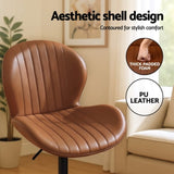 Artiss 2x Bar Stools Kitchen Swivel Gas Lift Counter Chair Shell Leather Brown BA-KJ-5681-BRX2