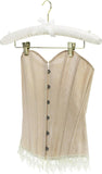 HANGERWORLD Pack of 5 Ivory Satin Padded Hangers with Clips for Skirts, Pants & Sweaters with V1258-DP02-F-301