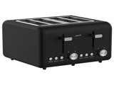 Pronti Silver Noir Collection 4 Slice Toaster with Dual Controls TSR-T02-GST-BK