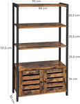 Floor-Standing Storage Cabinet and Cupboard with 2 Louvred Doors and 3 Shelves, Rustic Brown V178-11369