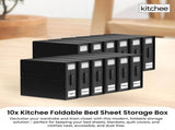 10x Kitchee Foldable Bed Sheet Storage Box Linen & Closet Organiser Black V238-SUPDZ-41188868915280
