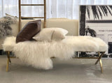 Interior Ave - Oxley Fur Bench - White & Gold V355-IA-B-OWG