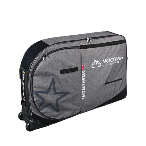 NOOYAH Bike Travel Bag Case Plane Boat Shipping Transport, Fits Cross Country All Mountain Bike, V382-GREYBK012