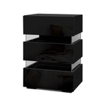 Artiss Bedside Table LED 3 Drawers - LUMI Black FURNI-O-LED-BS-03-BK