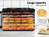 Devanti Food Dehydrator 6 Tray Fruit Dryer Jerky Maker With Stainless Steel Rack FD-E-RACK-306
