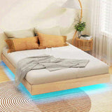 Artiss Bed Frame Double Size Floating Wooden Mattress Base Platform Timber ODIN WBED-ODIN-D-WD-AB