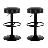 Artiss 2x Bar Stools Leather Padded Gas Lift Black BA-TW-T7009-CB-BKX2