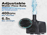 400GPH Submersible Water Pump, Ultra Quiet Fountain Pump for Ponds, Aquariums, Fish Tanks and V1188-CYX-DP-04